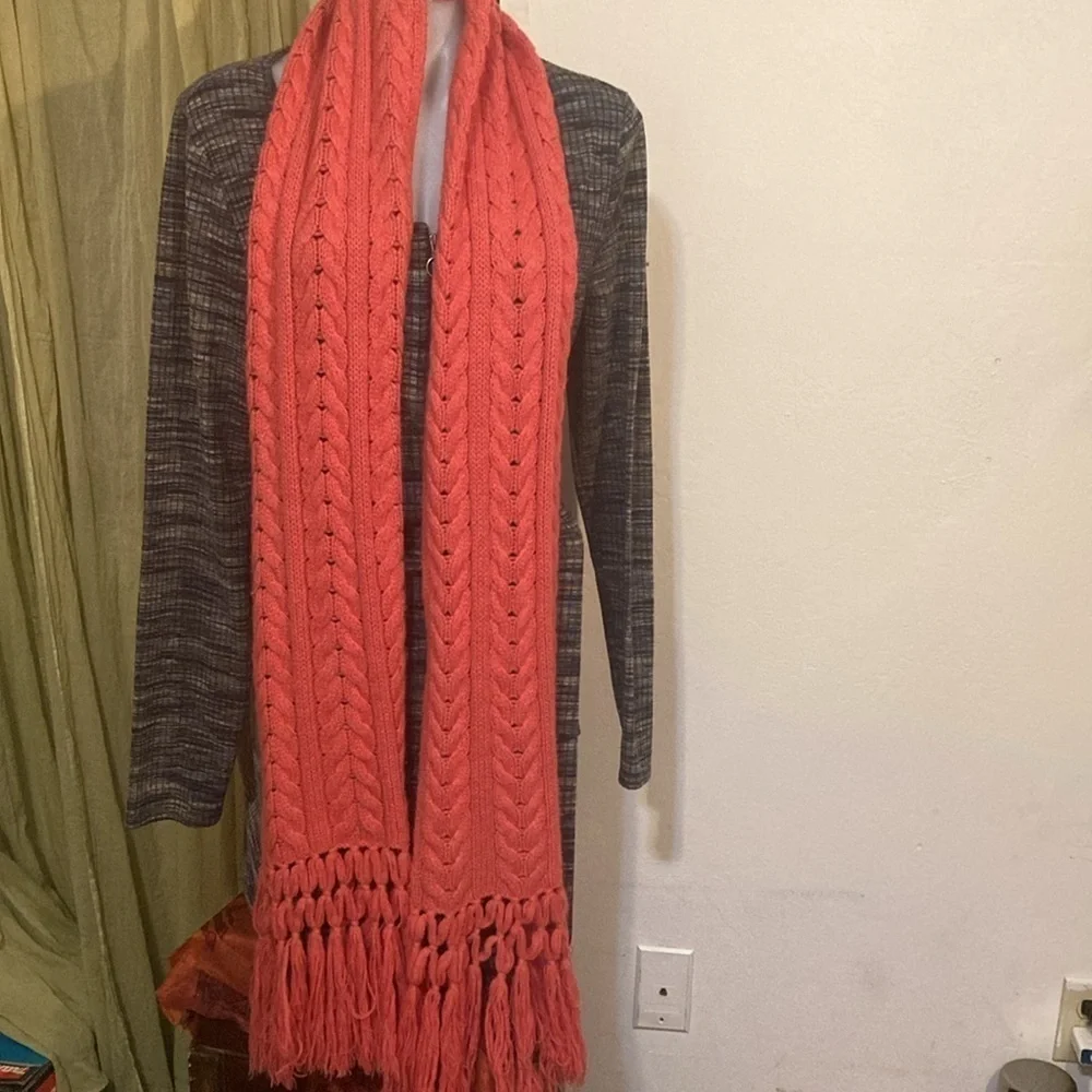 Cashmere & Wool long knit fringed scarf Brooks brothers